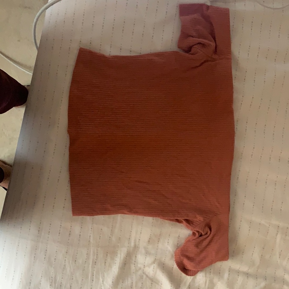 AFRM rust off shoulder crop top size small